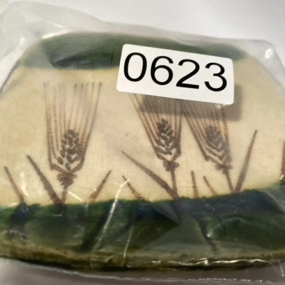 Vintage Autumn Grasses Green Japanese Oribe Dish